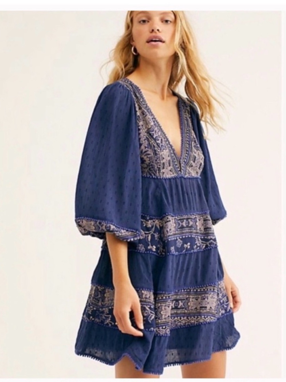 Free People My Love Boho Peasant Midi Dress